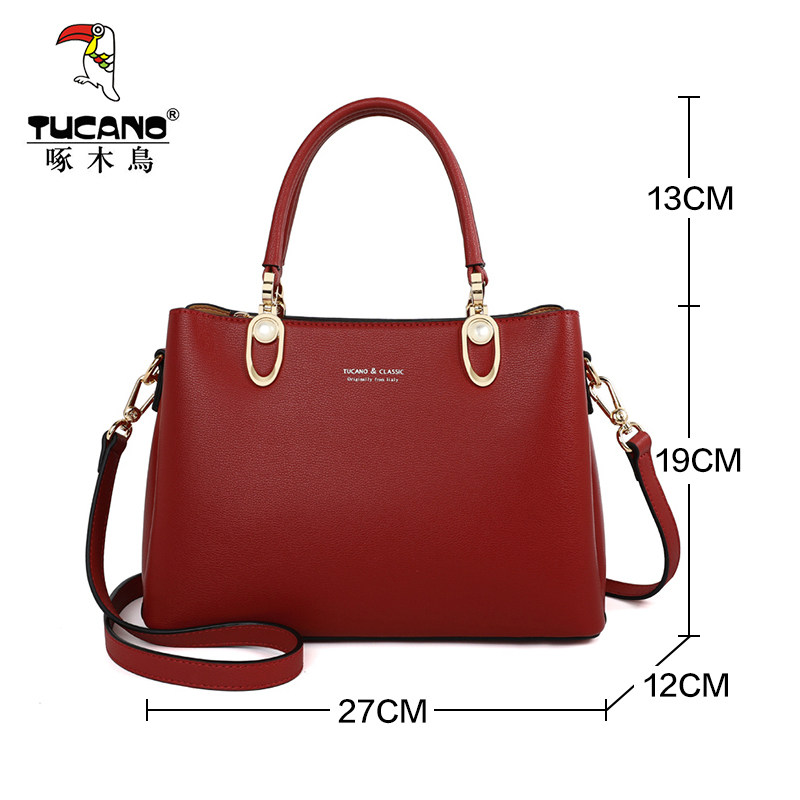 啄木鸟2019新款中年妈妈包潮手提包 腾胜箱包女士包袋