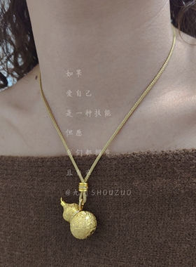 复古金色葫芦吊坠项链
