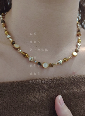 九月SHOUZUO复古虎眼石锁骨链