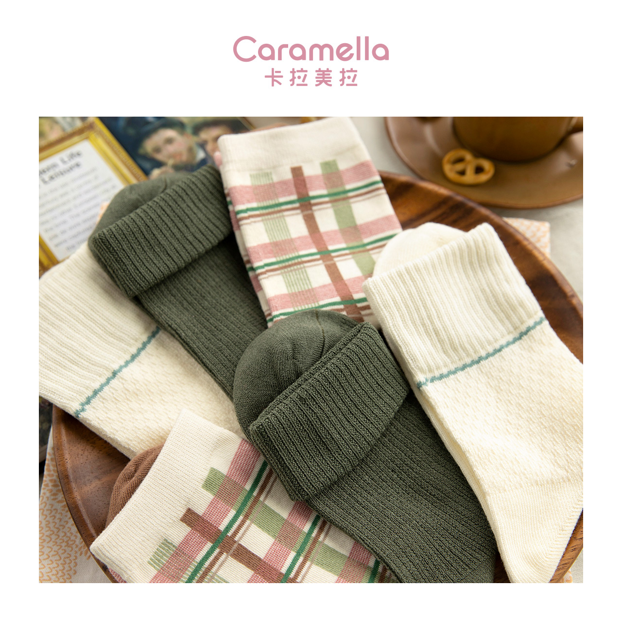 caramella服饰旗舰店caramella袜子女士ins潮秋冬季中长筒韩版学院风可爱日系复古棉袜0
