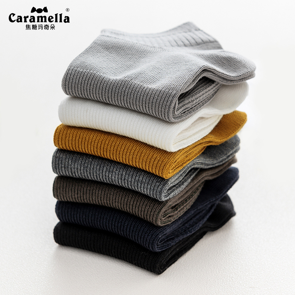 caramella服饰旗舰店caramella袜子男棉春秋双针纯色薄款短袜浅口学生运动吸汗船袜子1