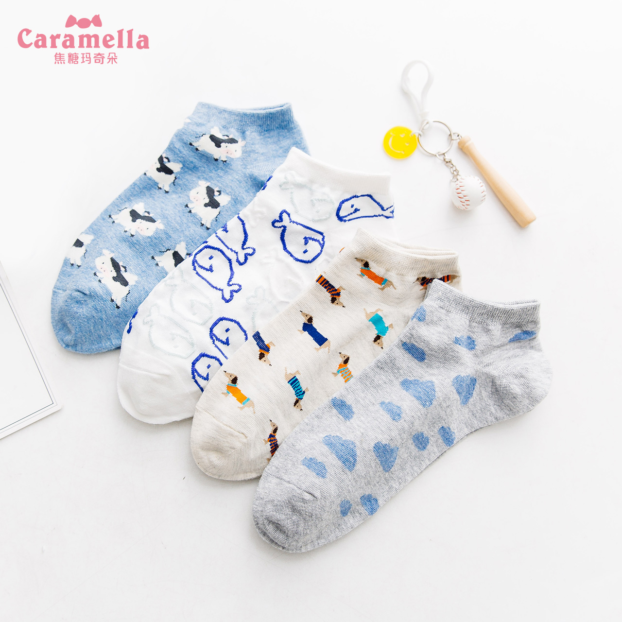 caramella服饰旗舰店袜子女士春秋船袜硅胶不掉跟短袜浅口防滑隐形可爱ins潮薄款棉袜0