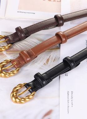 女士针扣头层牛皮腰带女装饰通勤皮带女真皮时尚配牛仔裤西裤腰带