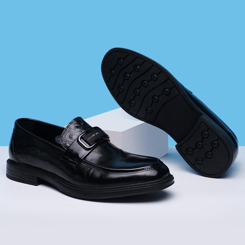 广州真皮男鞋2026新款男士商务休闲皮鞋透气豆豆鞋男款套脚乐福鞋,淘宝优惠券,粉丝福利购,淘宝优惠卷