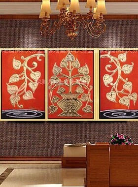 东南亚风会所金色菩提树装饰画