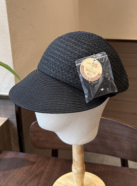 夏季女士草编平顶帽防晒遮阳百搭显脸小时尚简约草帽出游鸭舌帽子
