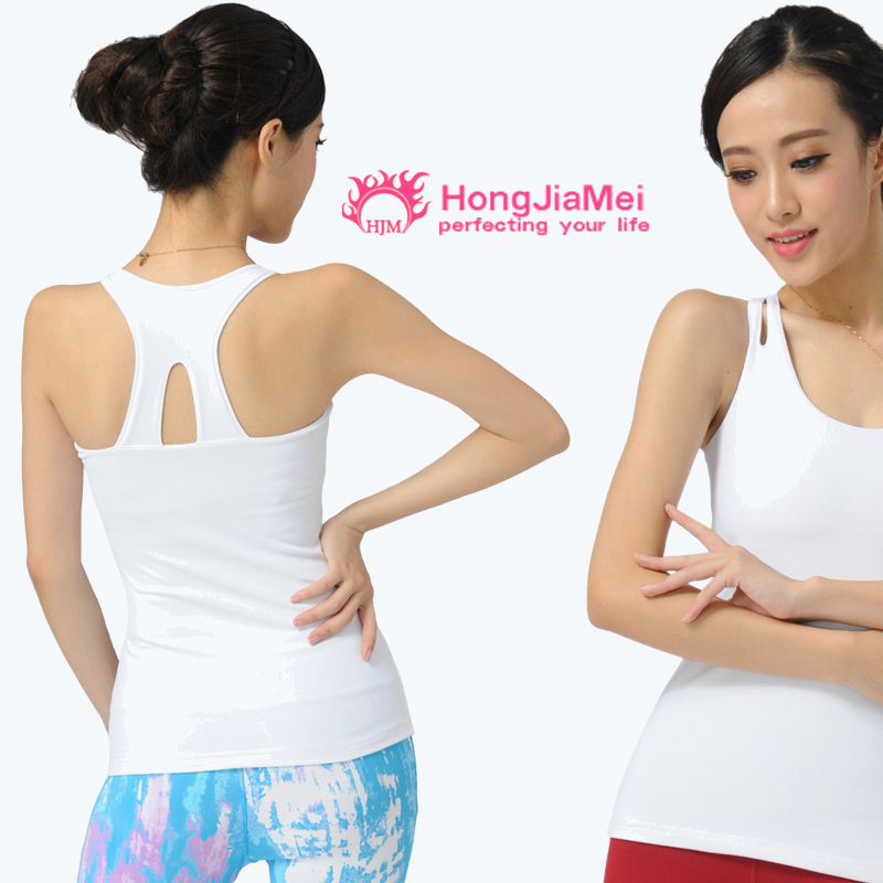 鴻伽美專業瑜伽背心女帶胸墊美背性感瑜伽服上衣露背運動跑步健身