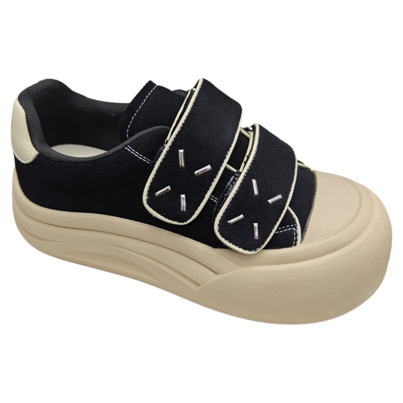 丑萌魔术贴厚底真皮面包鞋女款2025新款百搭复古小众大头休闲板鞋,淘宝优惠券,粉丝福利购,淘宝优惠卷