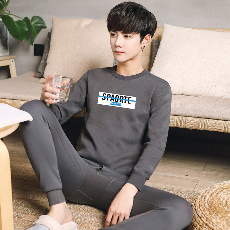 保暖男士加绒青少年可外穿保暖衣 贴身领域内衣保暖套装