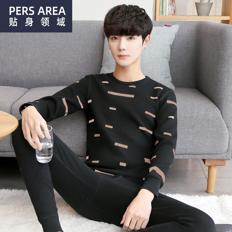 保暖男士加绒青少年可外穿保暖衣 贴身领域内衣保暖套装