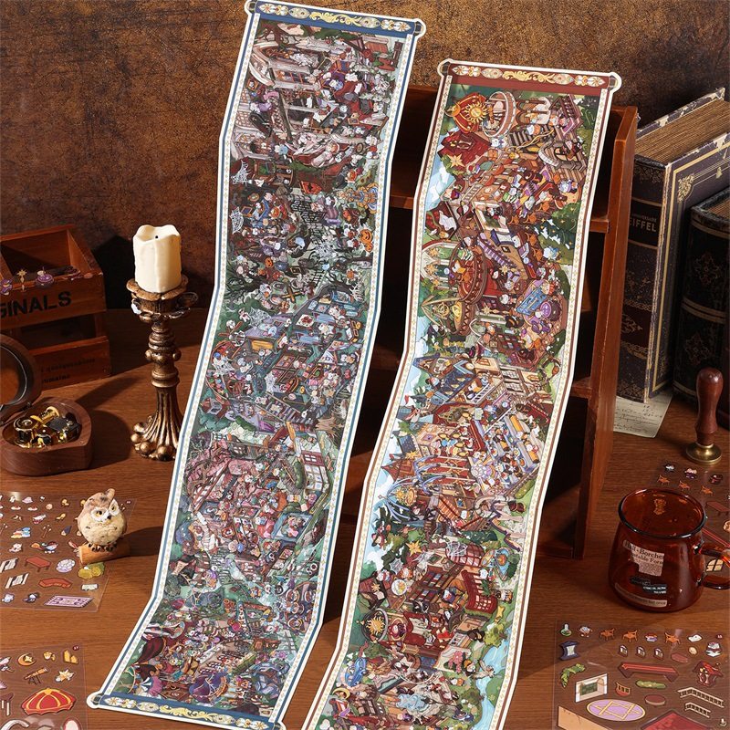 魔法邀请函系列卷轴造景贴纸 梦幻微缩场景手账装饰咕卡素材贴画,淘宝优惠券,粉丝福利购,淘宝优惠卷