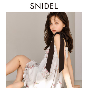 SNIDEL HOME2024春夏新品甜美吊带上衣木耳边短裤套装SHFO241061