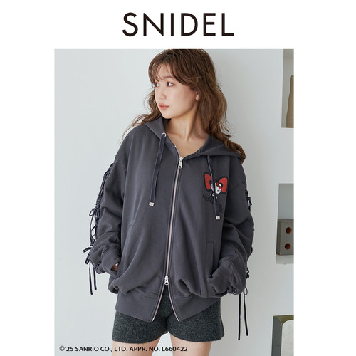 SNIDEL2025秋冬新品HELLO KITTY联名连帽蝴蝶结卫衣SWCT254256 - 图1