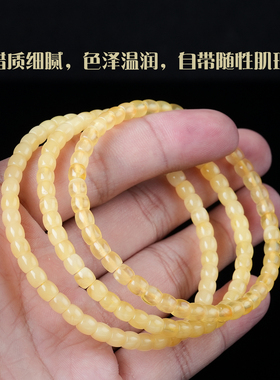 原矿俄料蜜蜡直切桶珠手串单圈