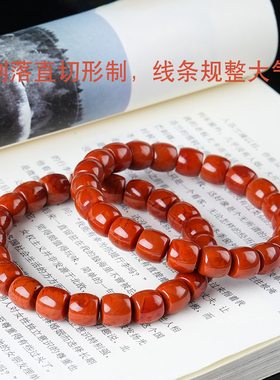 原矿南红玛瑙直切桶珠手串