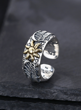 富贵鹿s925银男女复古做旧戒指