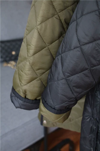 Осеннее платье отобранные девушки с обеими сторонами черного+военного зеленого хлопка ромб, мягкое хлопковое пальто, маленькие дети в средней школе