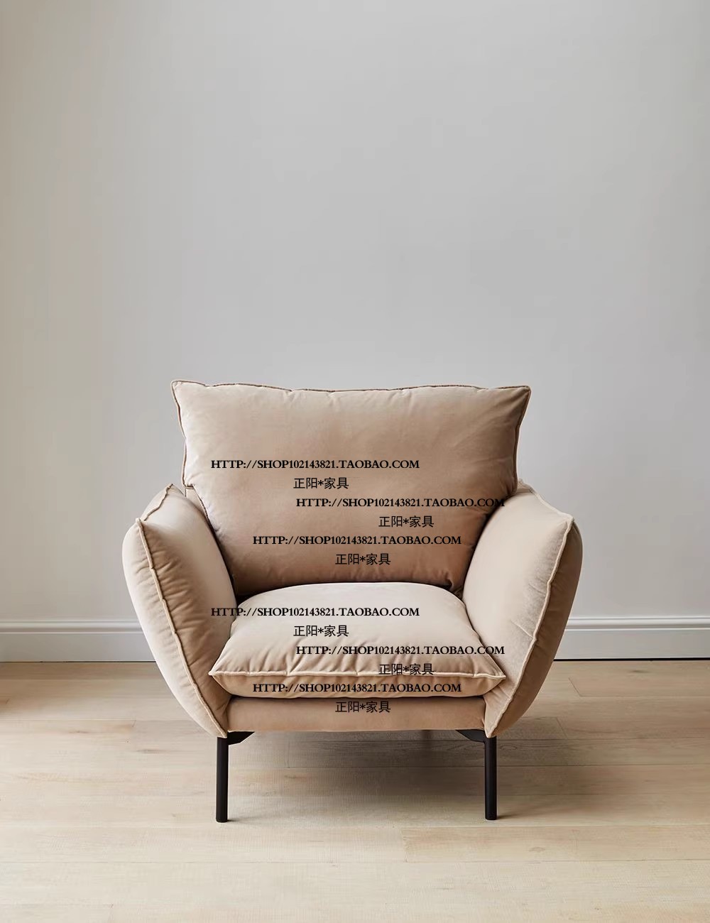 比利时北欧侘寂风格实木布艺单人位沙发椅洽谈椅交椅民宿客栈家具