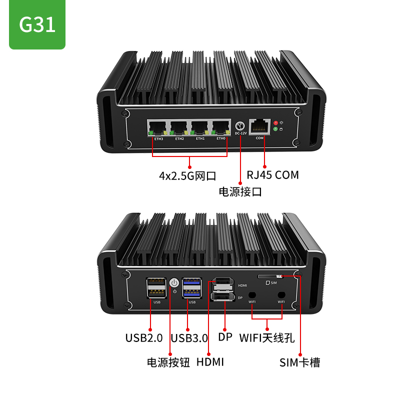 倍控G30BG31N5105四核I226网卡J4125迷你主机工控机爱快维盟2.5GIntel网卡微型主机路由器无风扇静音被动散热 - 图1