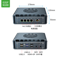 Double control N100 industrial N200 N200 I3-N305 N300 N300 computer Love Fast Soft routing ROS firewall linux server Embedded edge computing 4G IoT