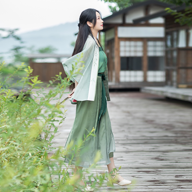 微雨初霁贰清水溪汉初夏季汉服宋抹成人女对襟短衫宋制改良宋裤-图2