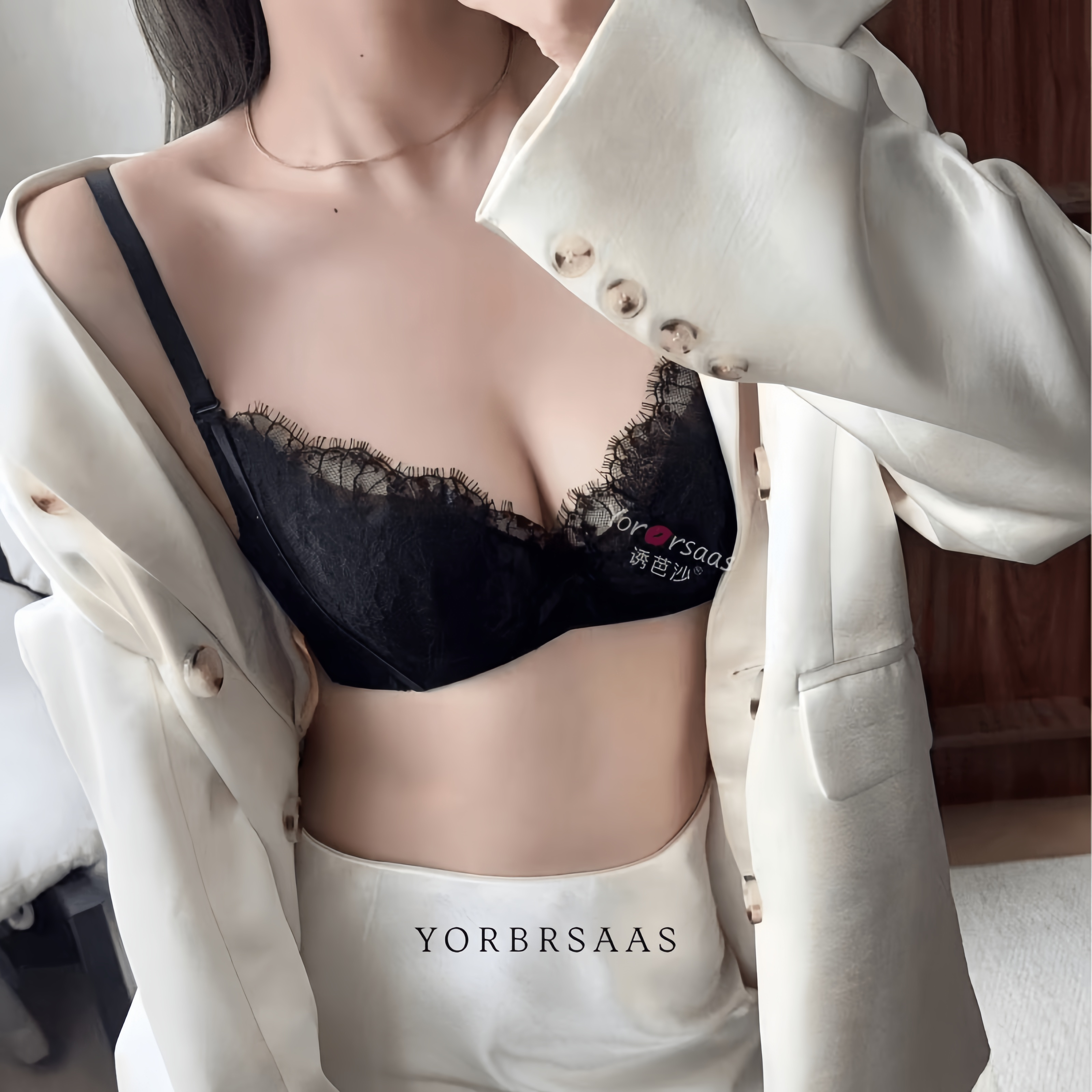 新款诱芭莎1521BC杯软钢圈兔耳朵轻薄蕾丝时尚性感舒适透气无感 - 图2