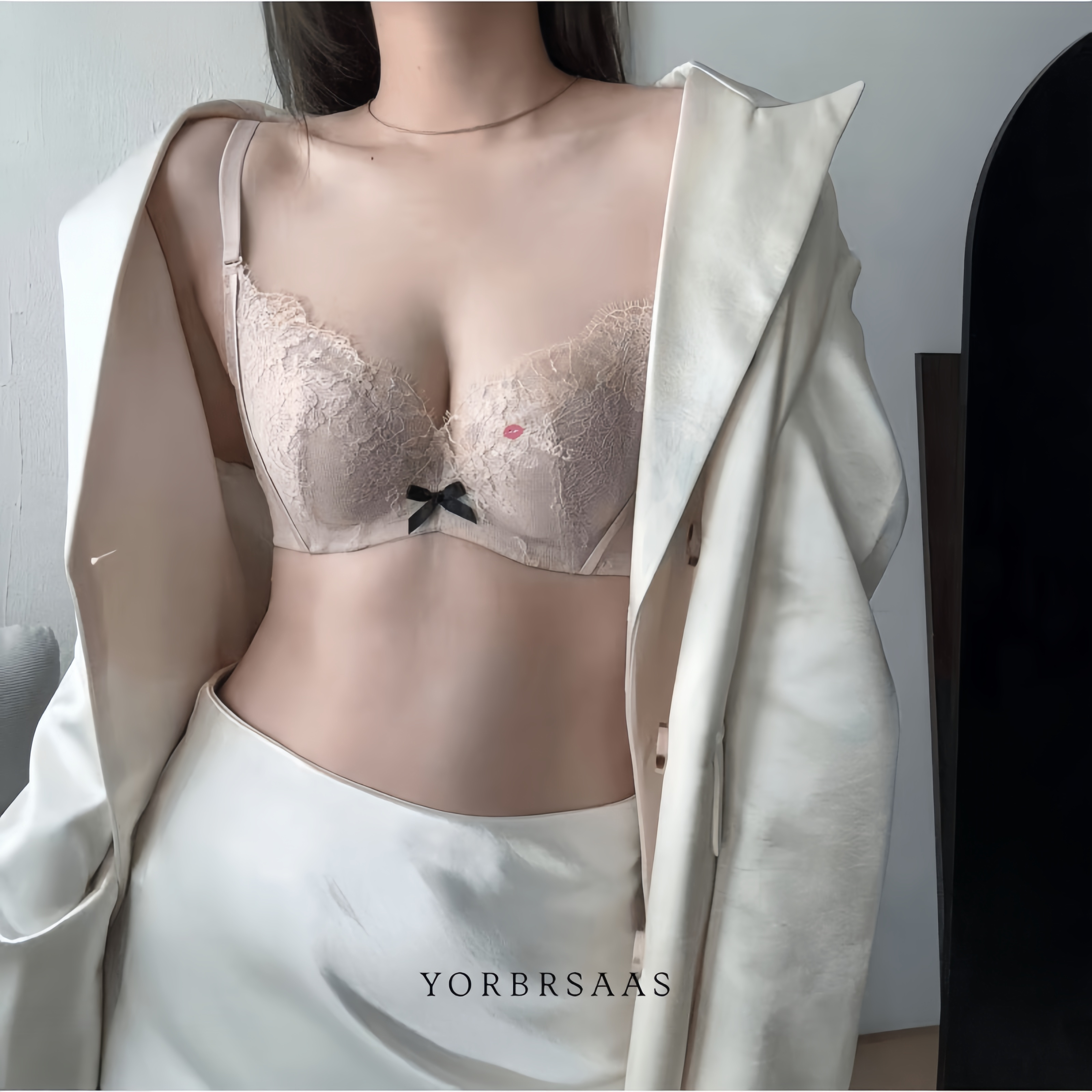 新款诱芭莎1521BC杯软钢圈兔耳朵轻薄蕾丝时尚性感舒适透气无感 - 图0