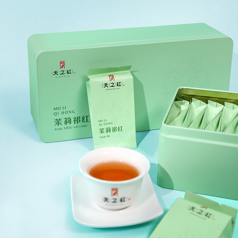 天之红祁门红茶官方旗舰店新茶茉莉祁红长条盒120g - 图3