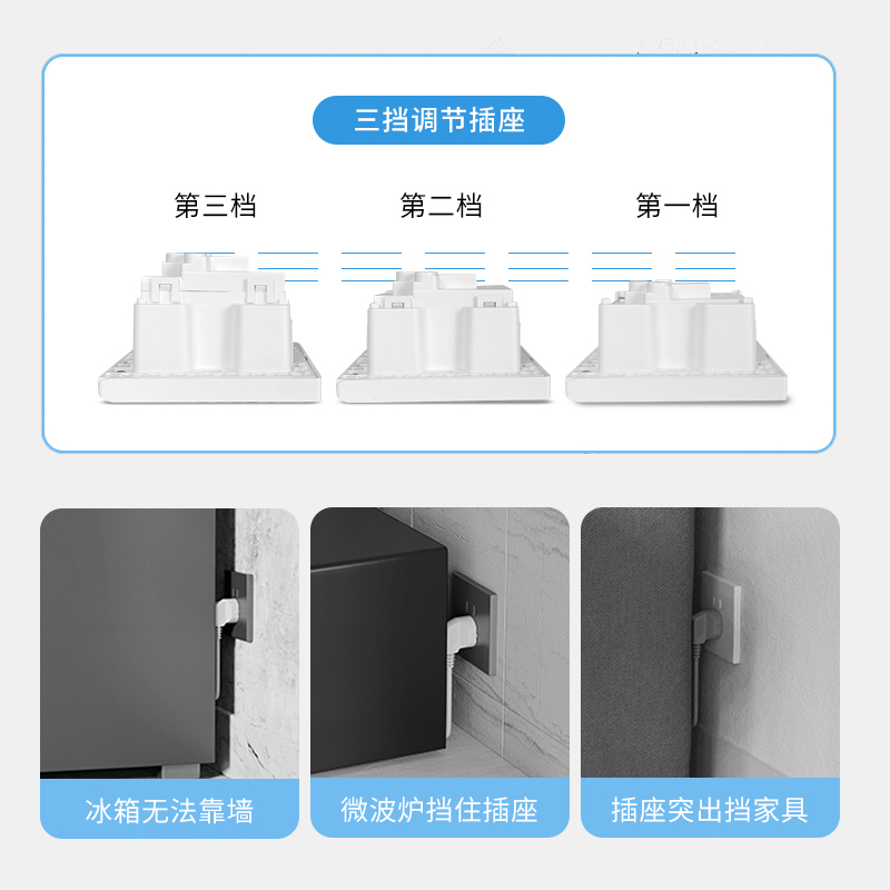 gelan嵌入式隐藏86型防水插座冰箱内嵌式隐形内凹陷暗装插座面板 - 图3