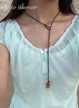 琉璃水滴串珠琉璃项链