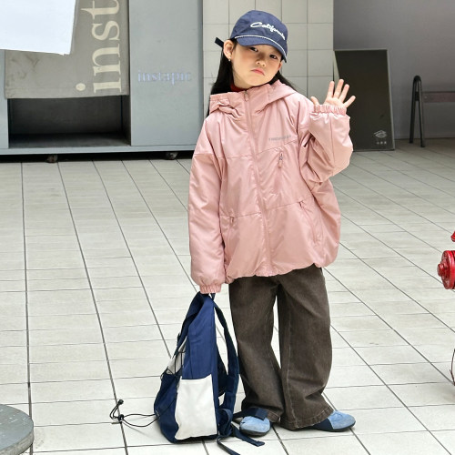 亲子款柒号童仓儿童连帽保暖防风棉服外套冬装女大童夹棉加厚上衣 - 图1