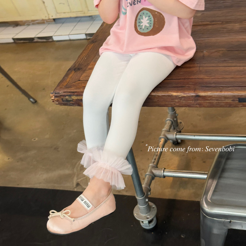 柒号童仓女童韩版蕾丝拼接打底裤春夏新款甜美高弹力亲肤针织裤潮,淘宝优惠券,粉丝福利购,淘宝优惠卷