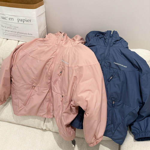 亲子款柒号童仓儿童连帽保暖防风棉服外套冬装女大童夹棉加厚上衣 - 图3