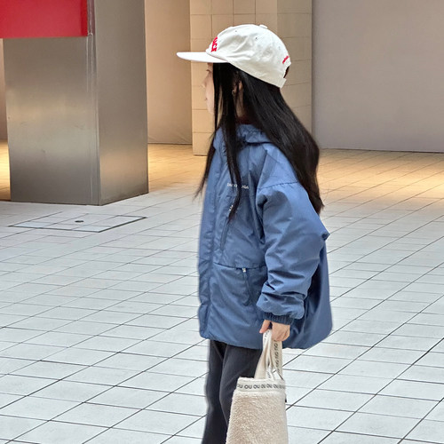亲子款柒号童仓儿童连帽保暖防风棉服外套冬装女大童夹棉加厚上衣 - 图2