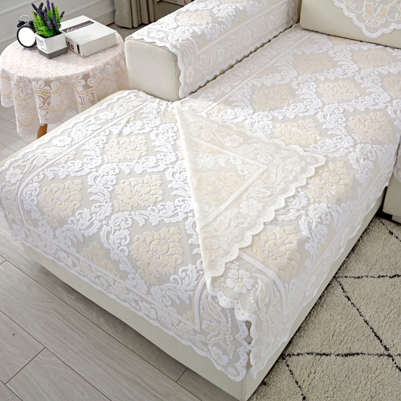 加密防滑蕾丝沙发坐垫欧式布艺四季防尘靠背巾扶手巾简约田园盖巾