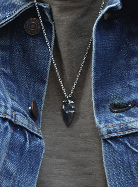 印第安箭头复古做旧纯银吊坠项链