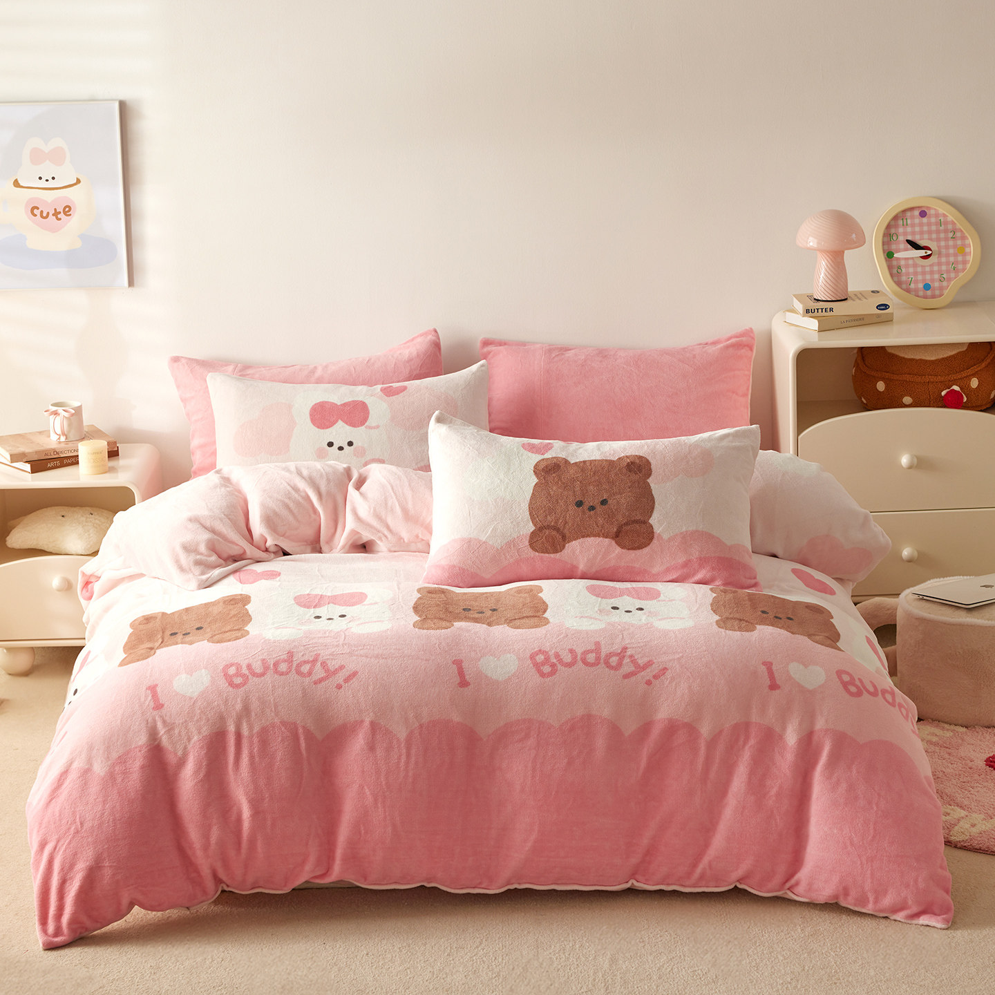 多喜爱甜梦奶油屋系列暖绒三件套/四件套保暖加厚秋冬床单床品,淘宝优惠券,粉丝福利购,淘宝优惠卷