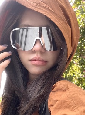 欧美户外运动骑行银色眼镜登山夜骑太阳镜连体护目防风镜墨镜男女