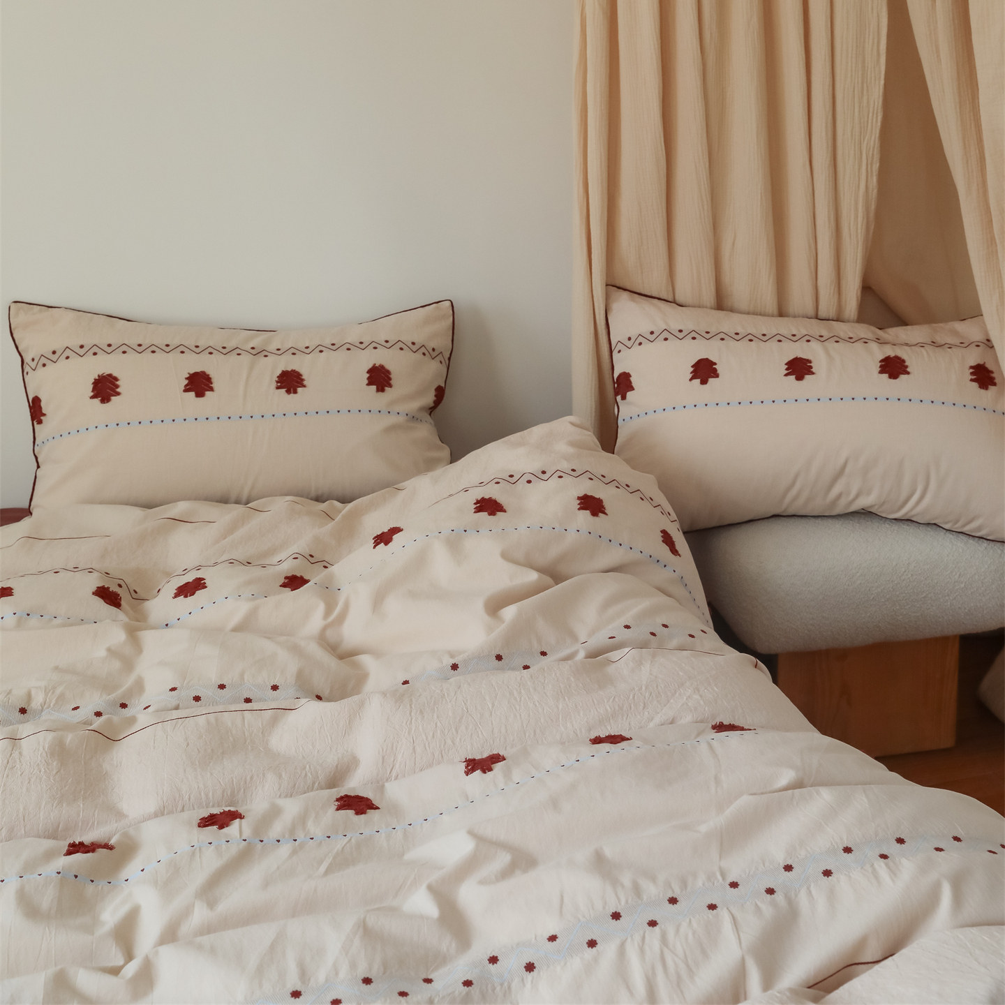 圣诞小树剪花全棉婴儿棉磨毛四件套 | 纯棉提花森系保暖儿童床品,淘宝优惠券,粉丝福利购,淘宝优惠卷