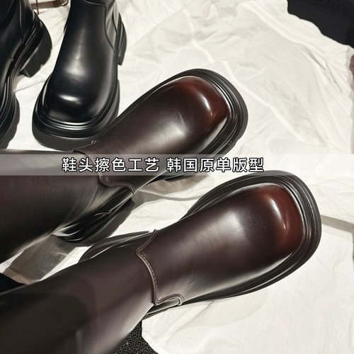 轻便~韩国单高跟皮带扣高筒机车靴女2025秋冬新款长靴ins风长筒靴 - 图2