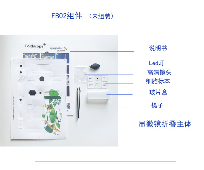 Foldscope显微镜便携折叠卡片学生物玩具塑料材质科学实验2000 - 图1