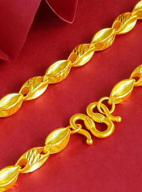 镀沙金项链男豆豆圆珠镀黄金项链粗实心仿金大链子长道具久不掉色