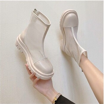 Summer Martin Boots 2024 Mesh Breathable Women's Height ເພີ່ມຂຶ້ນ Internet Celebrity Versatile Hollow Sandals New Student Mesh Boots