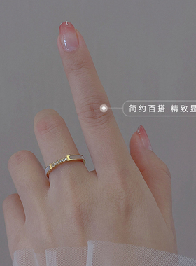 钛钢复古小众轻奢冷淡风白戒指女