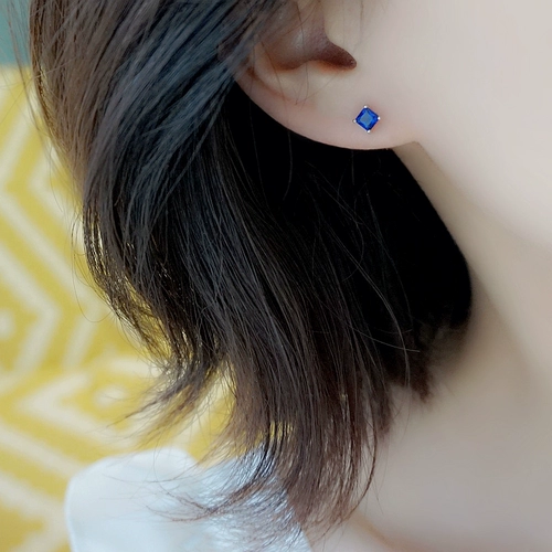 Свежие синие асимметричные серьги, в цветочек, серебро 925 пробы, подарок на день рождения