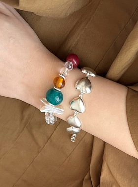 PLUS JEWELRY / 天然白水晶巴洛克珍珠纯银925银手链手串琉璃珠