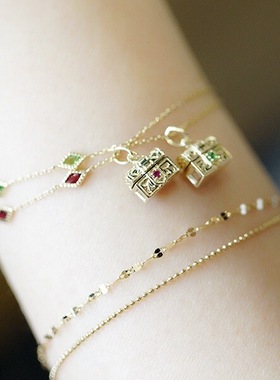 轻奢日系纯银多色菱形石榴石手链