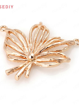 diy铜镀真金线条树叶挂件吊坠