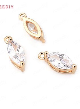 diy铜镀真金耳环头饰马眼形吊坠