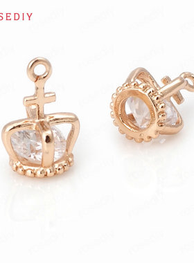 diy铜镀真金耳环头饰锆石挂坠